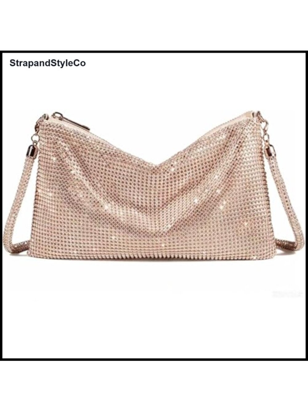 Rhinestone Sequin Evening Clutch Crossbody Bag with Strap